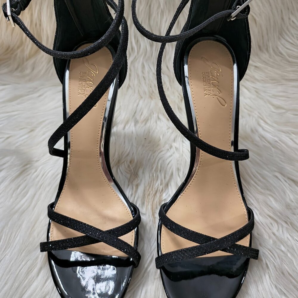 NIB Jewel Badgley Mischka Black Glitter Evening Stiletto  Shoes - Size 8.5
